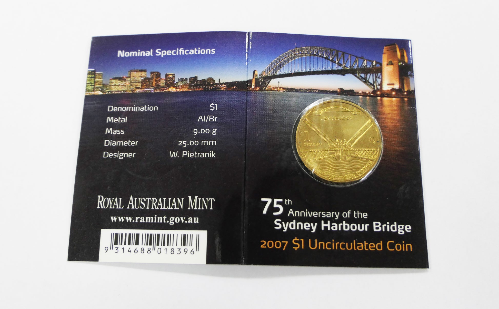 2007 $1 Sydney Habour Bridge 's' Mint Mark front