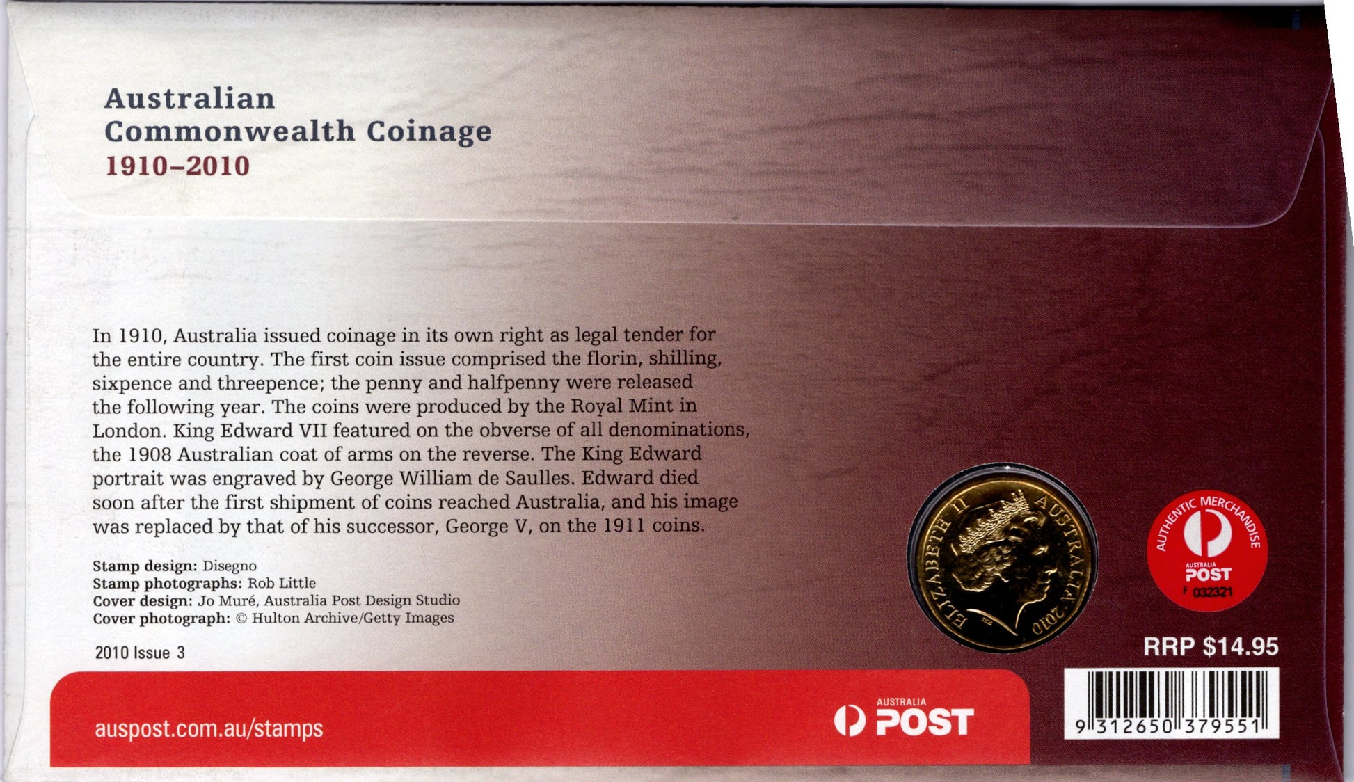 2010 Australia Post Australian Commonwealth Coinage PNC reverse