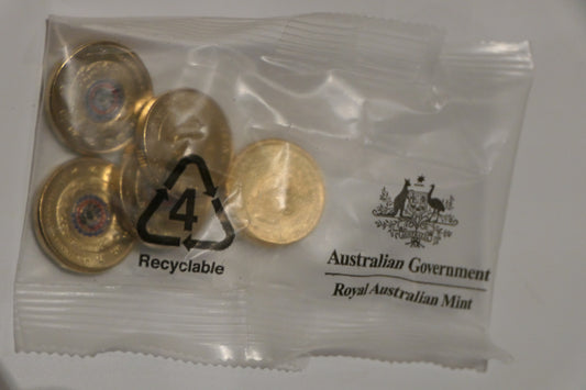 2021 Royal Australian Mint Indigenous Military Service $2 Coin Bag — 5 X Uncirculated Coins front
