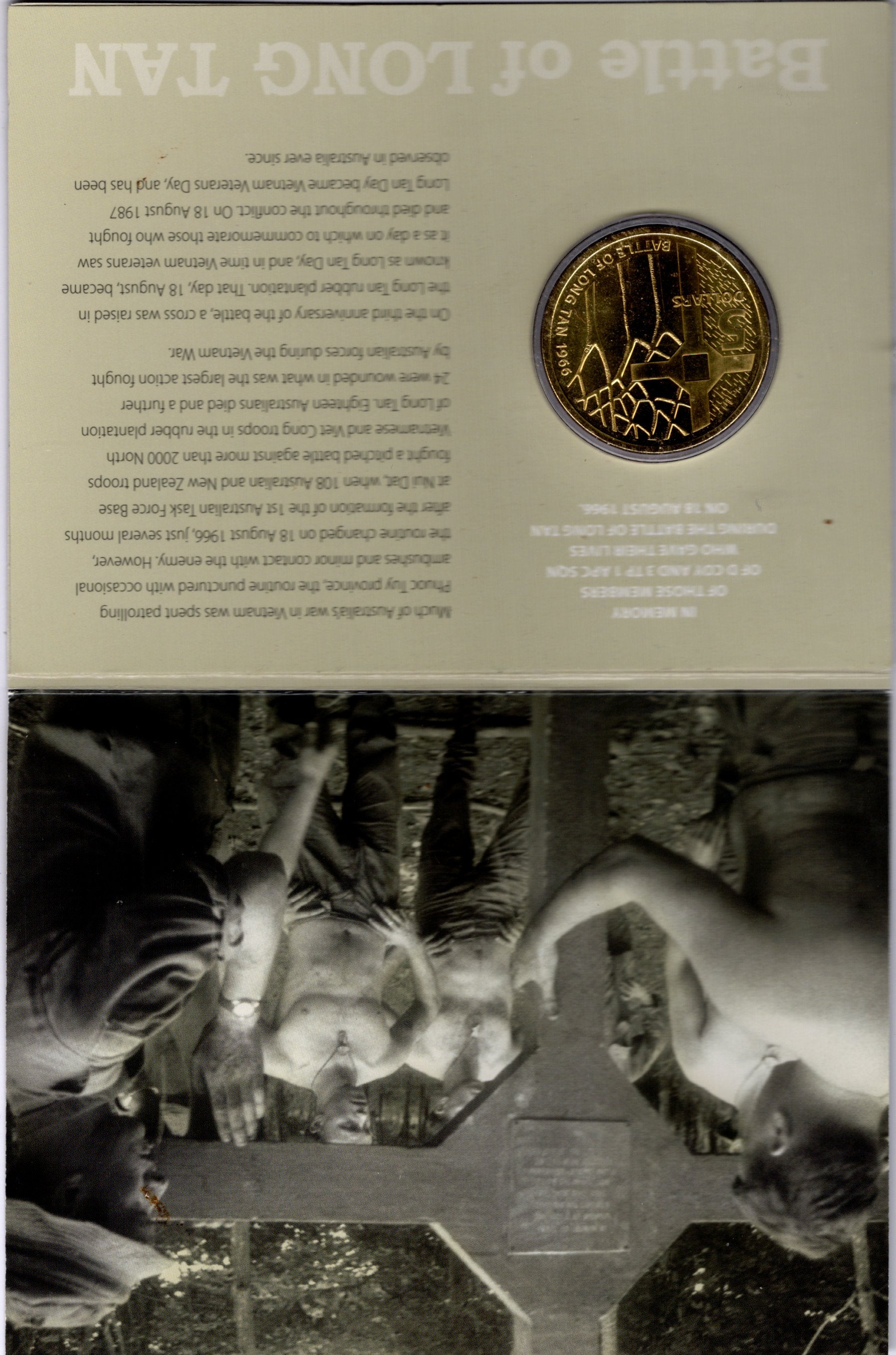 2016 Royal Australian Mint Battle of Long Tan 50th Anniversary $5 Uncirculated Coin on Card reverse
