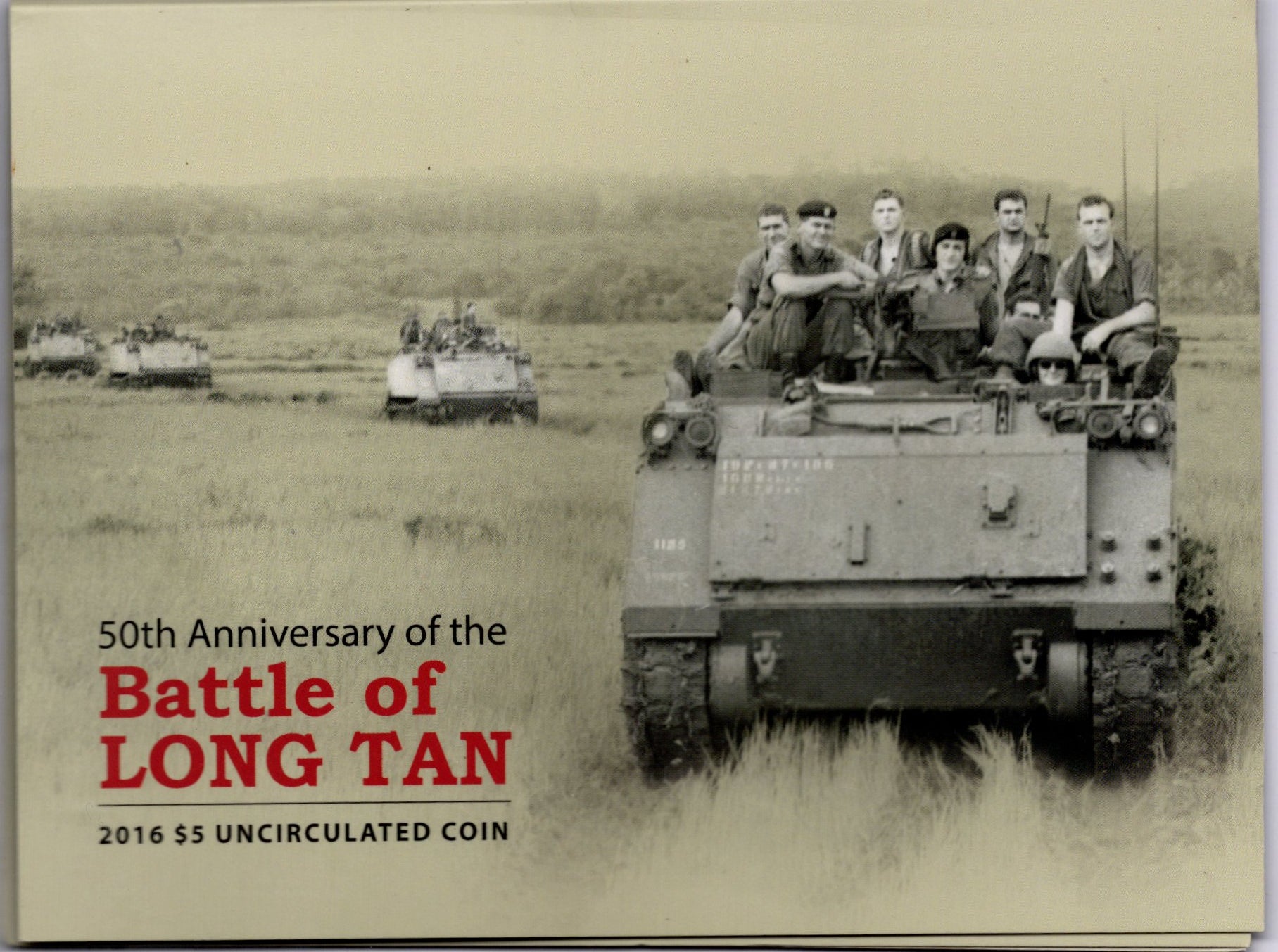 2016 Royal Australian Mint Battle of Long Tan 50th Anniversary $5 Uncirculated Coin on Card front