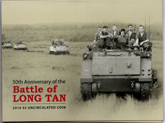 2016 Royal Australian Mint Battle of Long Tan 50th Anniversary $5 Uncirculated Coin on Card front