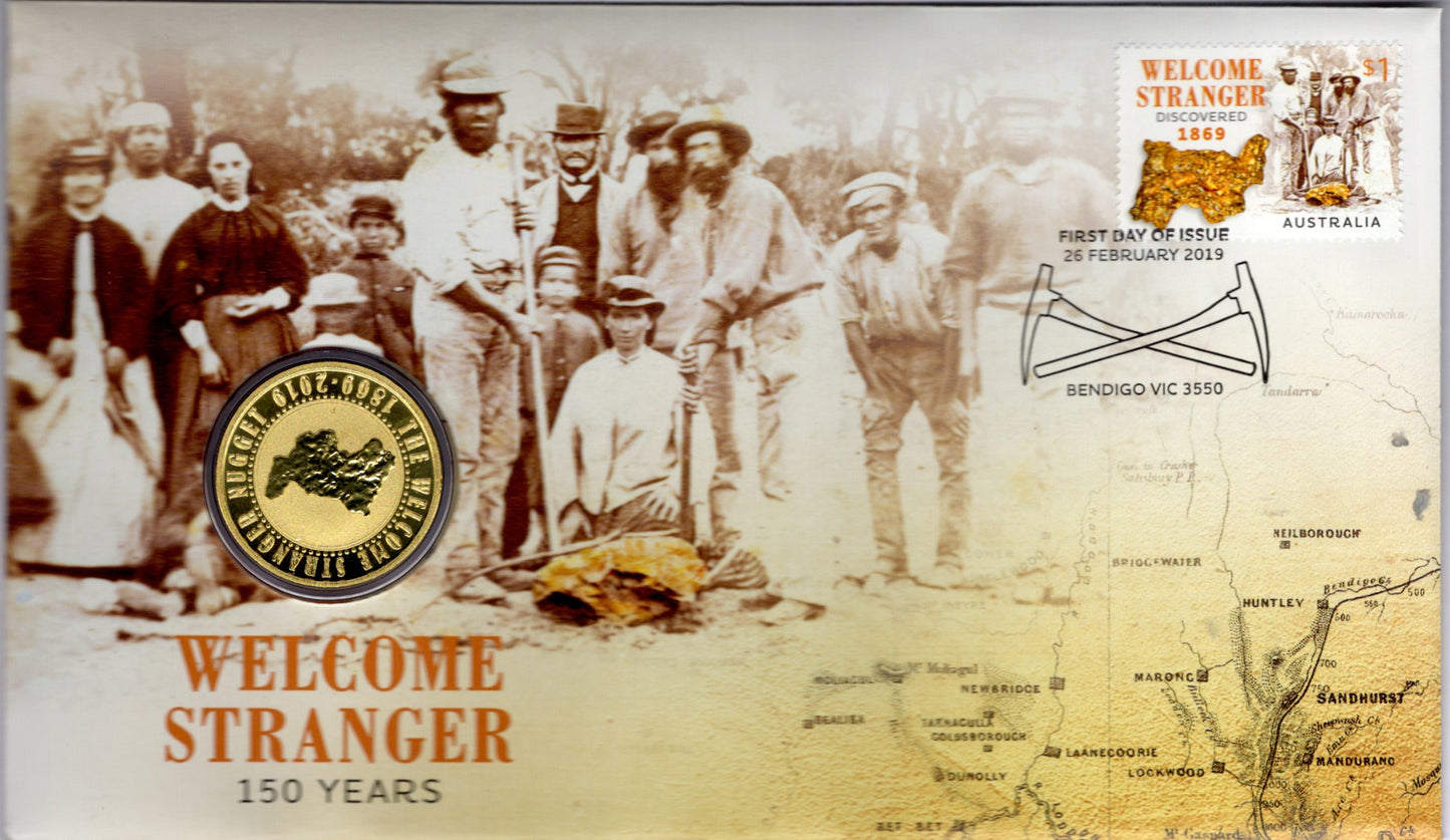 Australia Post Welcome Stranger 150 Years PNC — First Day of Issue Bendigo Vic 26 February 2019 front