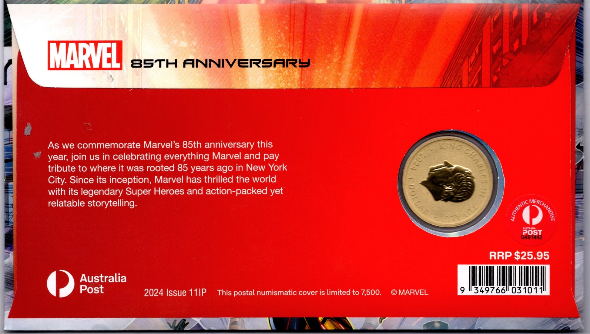 2024 Australia Post Marvel Superhero 85th Anniversary PNC reverse
