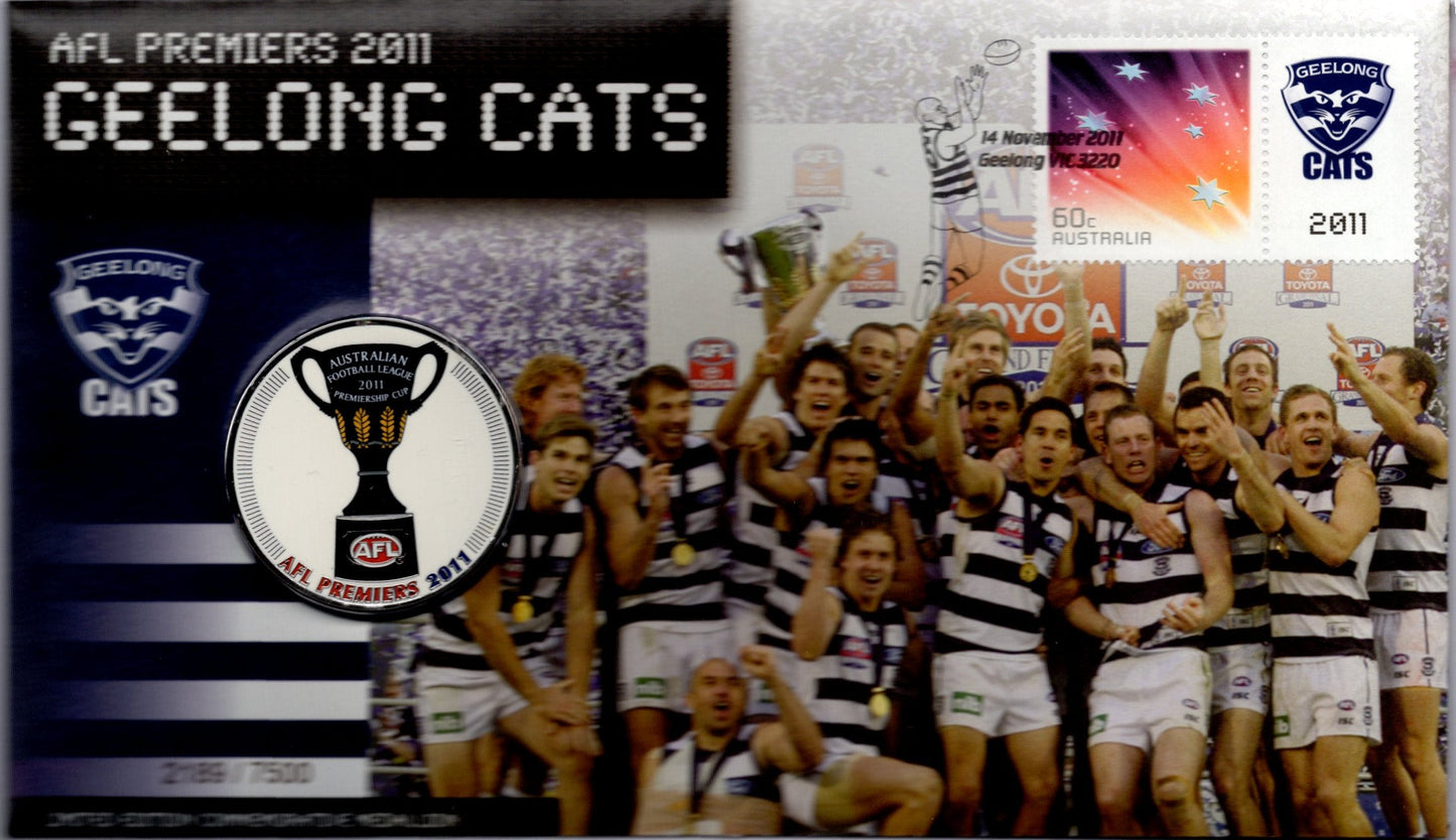 2011 Afl Premiers "geelong Cats" Commemorative Medallion Cover