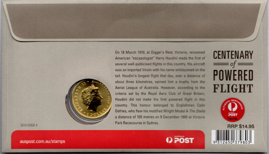 2010 Centenary of Powered Flight Stamp and Coin Cover PNC
