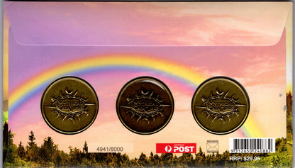 Mythical Creatures PNC Coin Cover Unicorn Mermaid Fairy Australia Post 2011 First Day Issue reverse