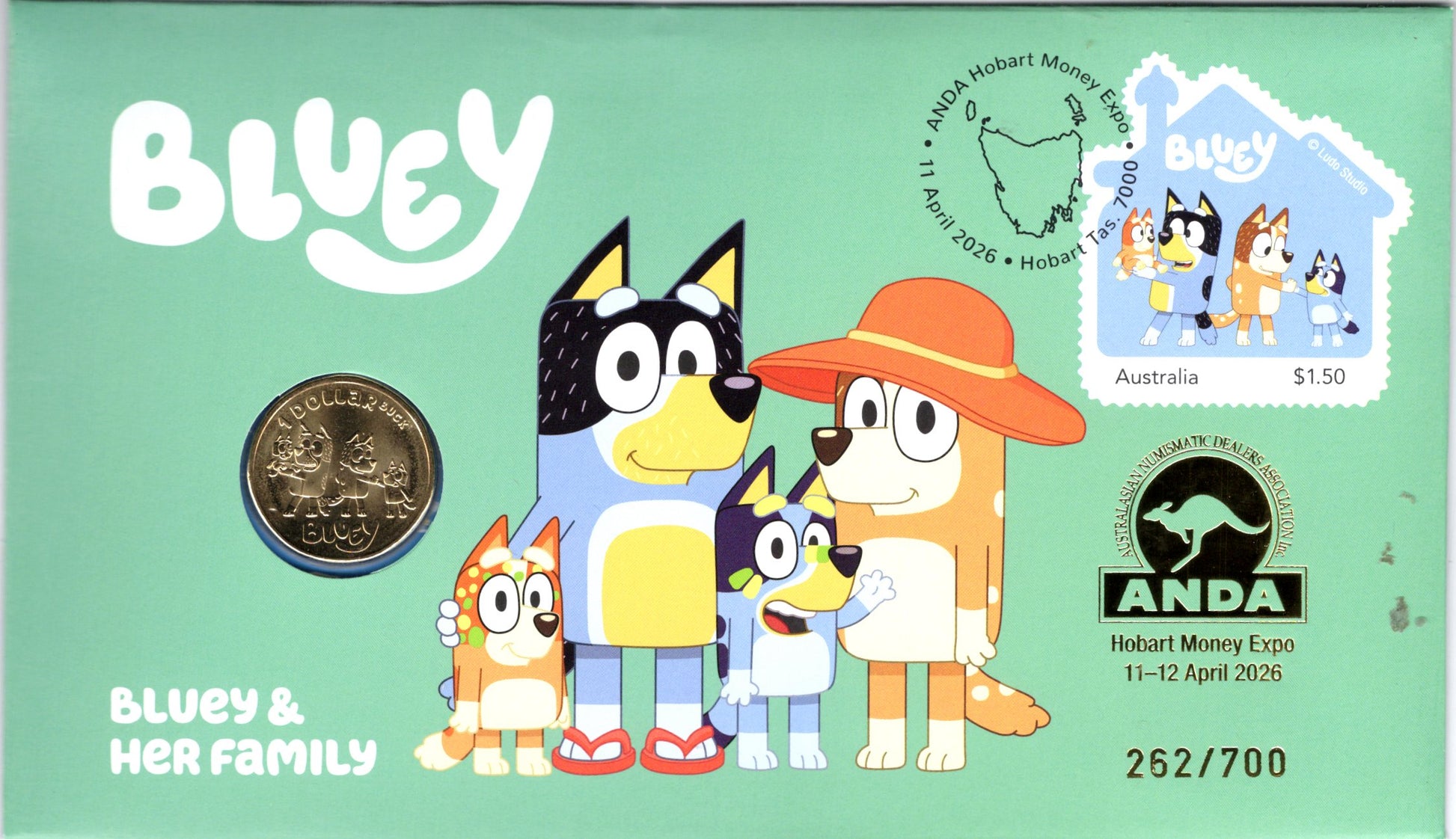 2026 Australia Post Bluey ANDA Hobart Money Expo 265/700 PNC front