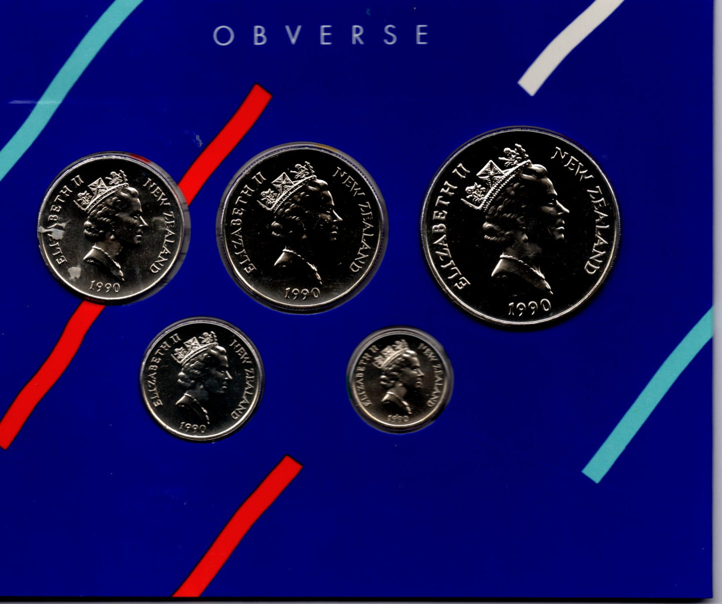 1990 New Zealand Uncirculated Five Coin Set reverse