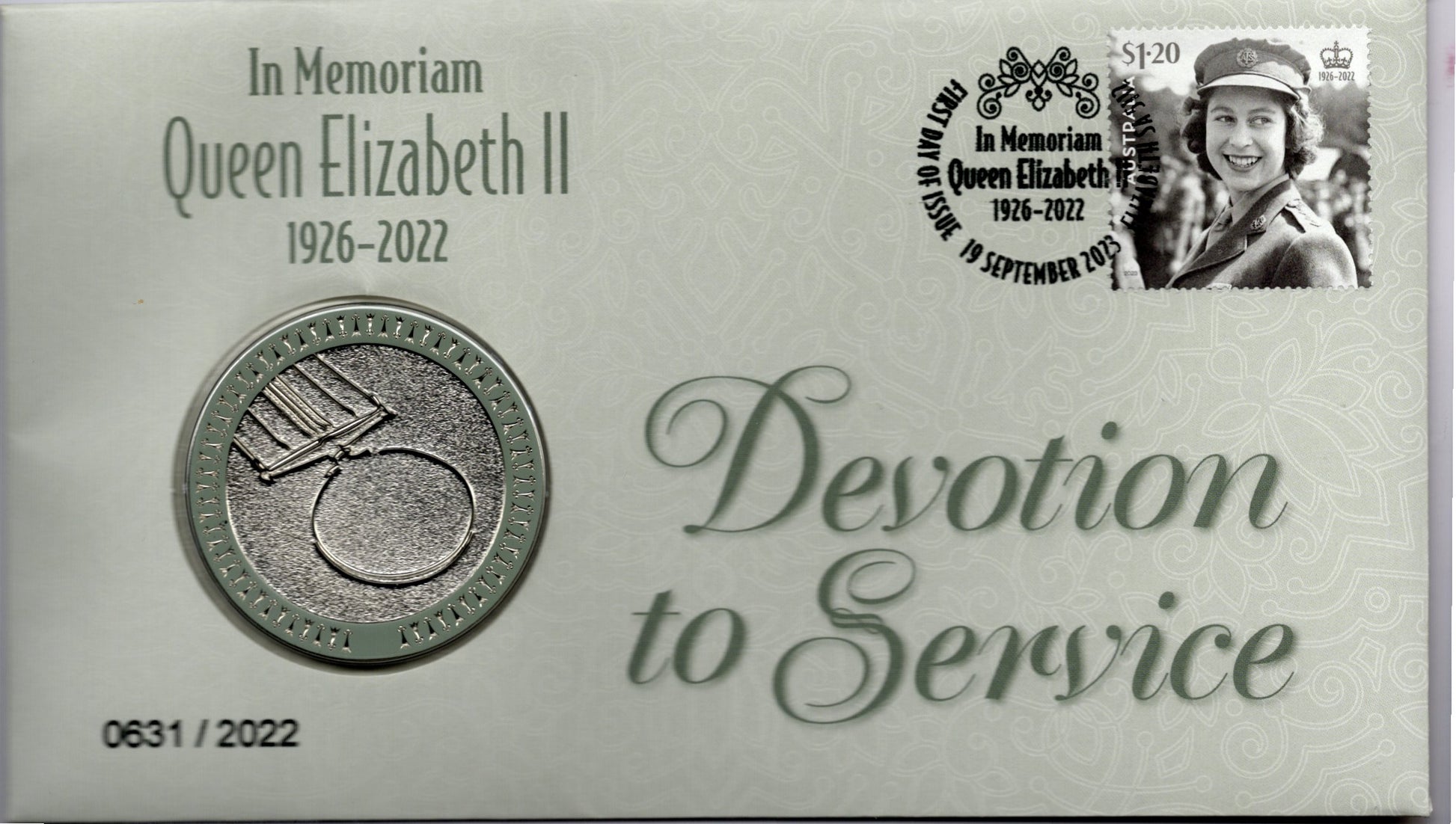 2023 In Memoriam Queen Elizabeth II Devotion to Service medallion cover additional image