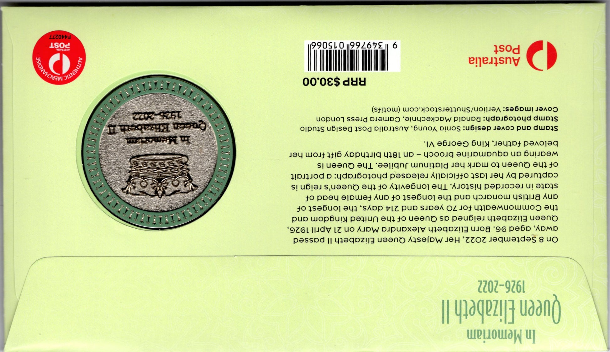 2023 In Memoriam Queen Elizabeth II Longevity of Her Reign medallion cover additional image