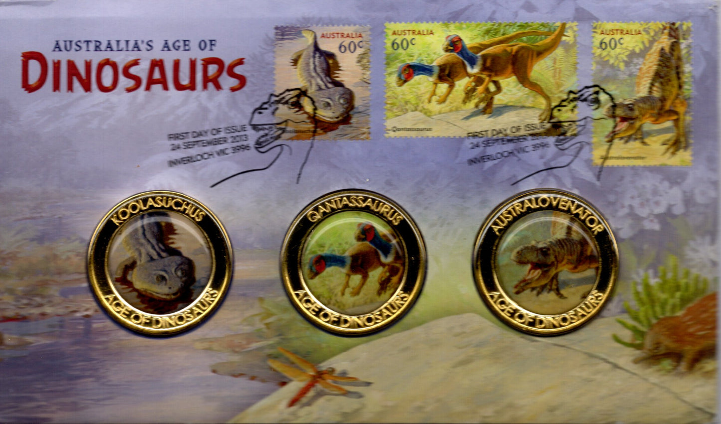 2013 Australian Age Of Dinosaurs Triple Medallion Cover