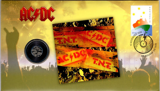 AC/DC PNC Coin Cover Australia Post Rock Band Limited Edition First Day Issue Collectible for Fans front