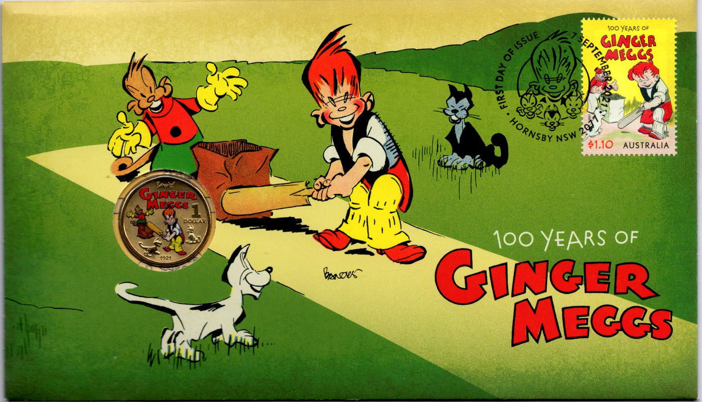 2021 100 Years of Ginger Meggs PNC Coin Cover Australian Comic Collectible Postal Numismatic Tribute front