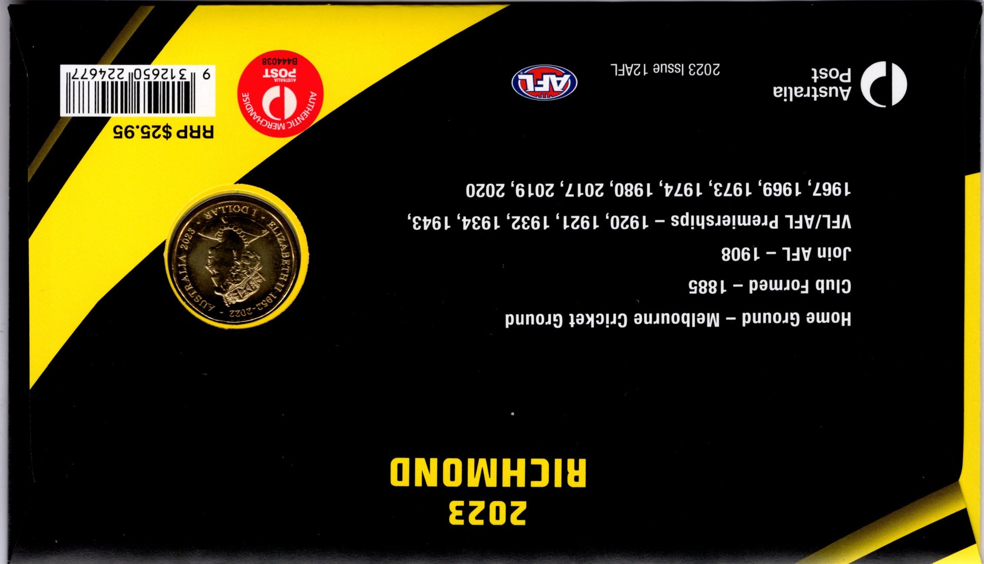 2023 Richmond Tigers AFL Premiers Limited Edition PNC Official Collectors Keepsake reverse