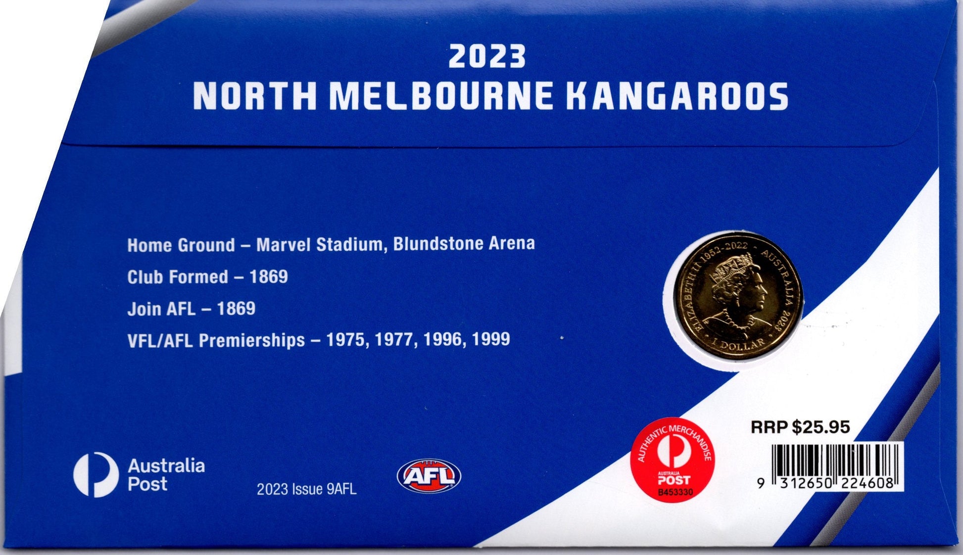 2023 North Melbourne Kangaroos AFL Limited Edition Postal Numismatic Cover Collectors Item with Authenticity Certificate...