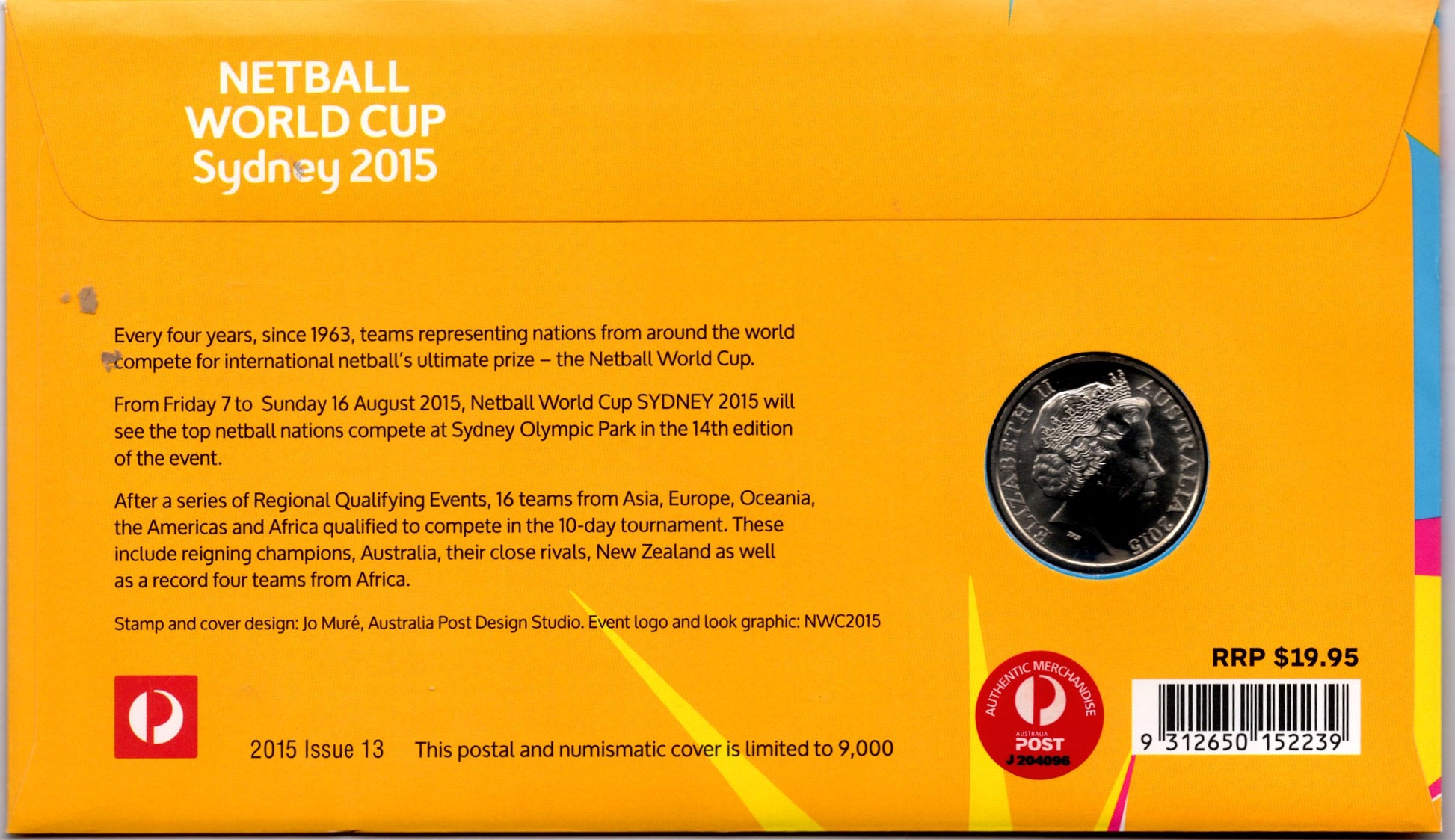 2015 Netball World Cup Sydney PNC Official Australia Post Collectible Memorabilia for Fans and Collectors reverse