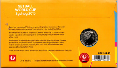 2015 Netball World Cup Sydney PNC Official Australia Post Collectible Memorabilia for Fans and Collectors reverse