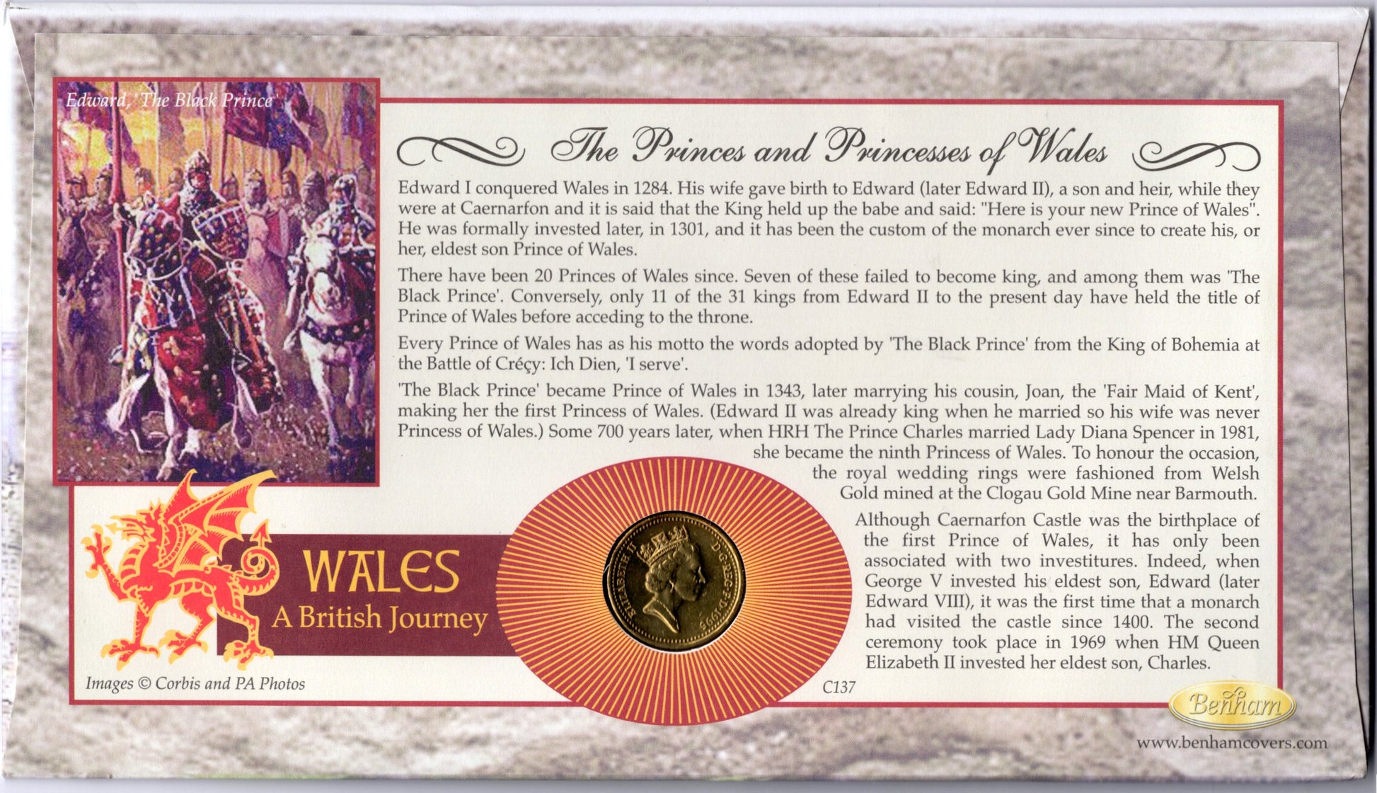 Princess Diana Tenth Anniversary Commemorative Coin Cover Limited Edition Royal Numismatic Keepsake for Collectors reverse