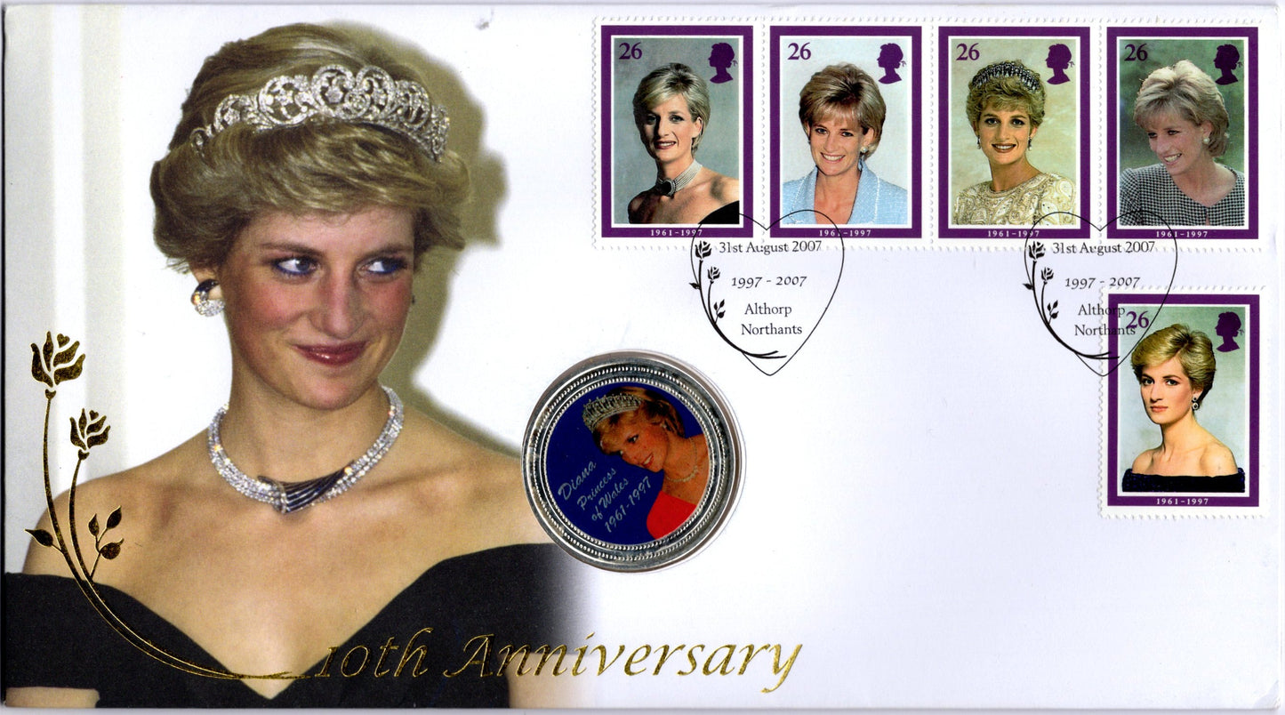 Diana Princess of Wales Commemorative Numismatic Cover Stamps and Coin Collectible Keepsake front