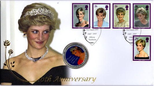 Diana Princess of Wales Commemorative Numismatic Cover Stamps and Coin Collectible Keepsake front