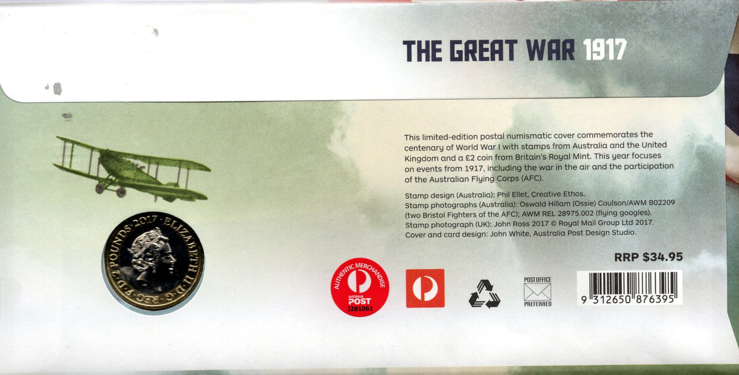 2017 The Great War 1917 - Stamp and Coin Cover PNC