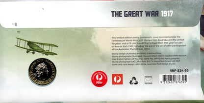 2017 The Great War 1917 - Stamp and Coin Cover PNC