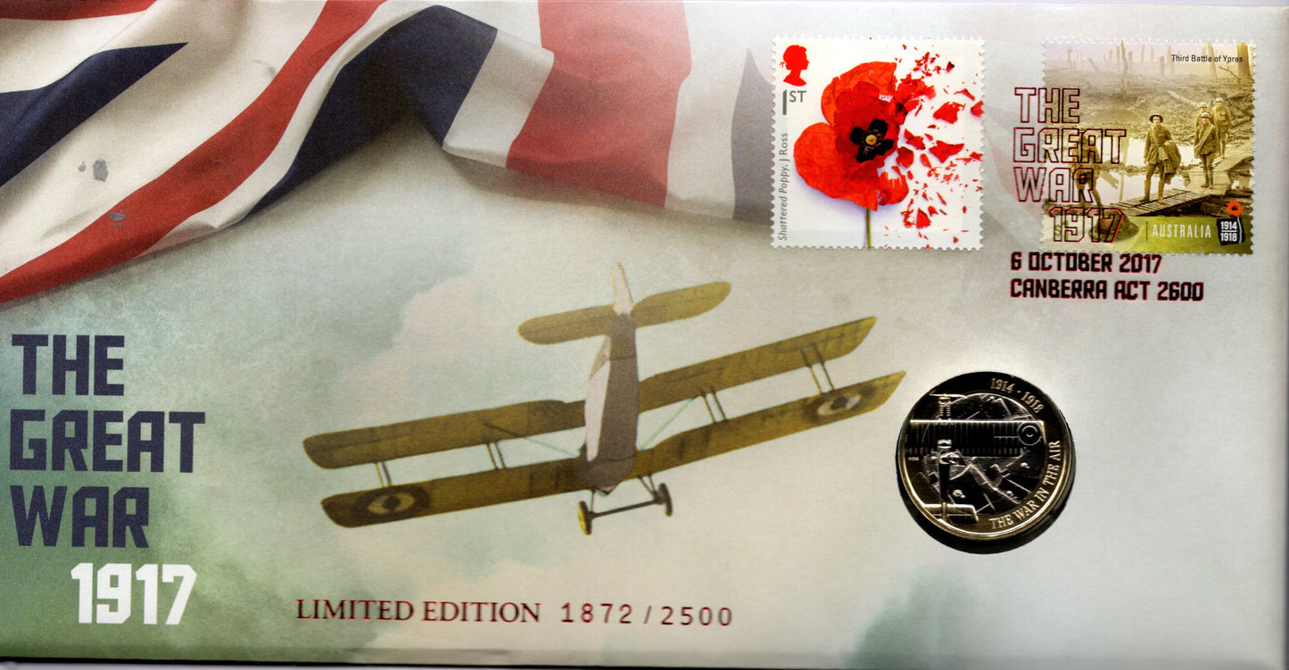 2017 The Great War 1917 - Stamp and Coin Cover PNC