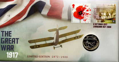 2017 The Great War 1917 - Stamp and Coin Cover PNC