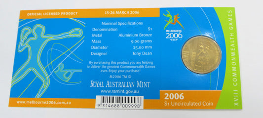 2006 Royal Australian Mint Melbourne Commonwealth Games 'm' One Dollar Coin front