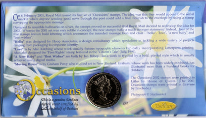 Benham Occasions 2002 Fdc — Signed Nicola Pagett — Gibraltar 1 Crown Coin — Gb Occasions Stamps — C97 reverse