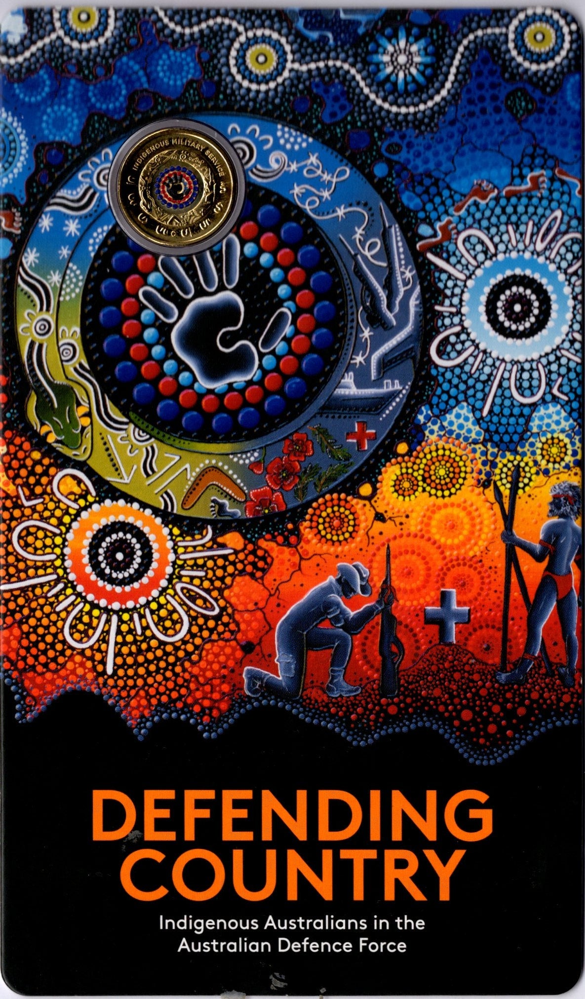 2021 Royal Australian Mint $2 'c' Mintmark Defending Country — Indigenous Australians in the Adf Coloured UNC front
