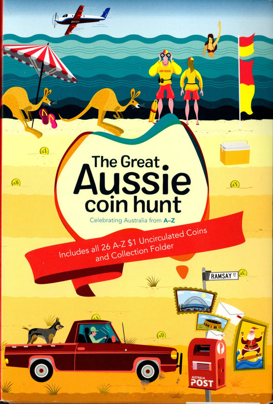 the Great Aussie Coin Hunt — Complete a—Z $1 Uncirculated Coin Collection — 26 Coins — Australia Post front