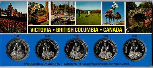Victoria British Columbia Canada — Famous Ships of Victoria Series “b” — 5 Coin Set 1981—1985 front