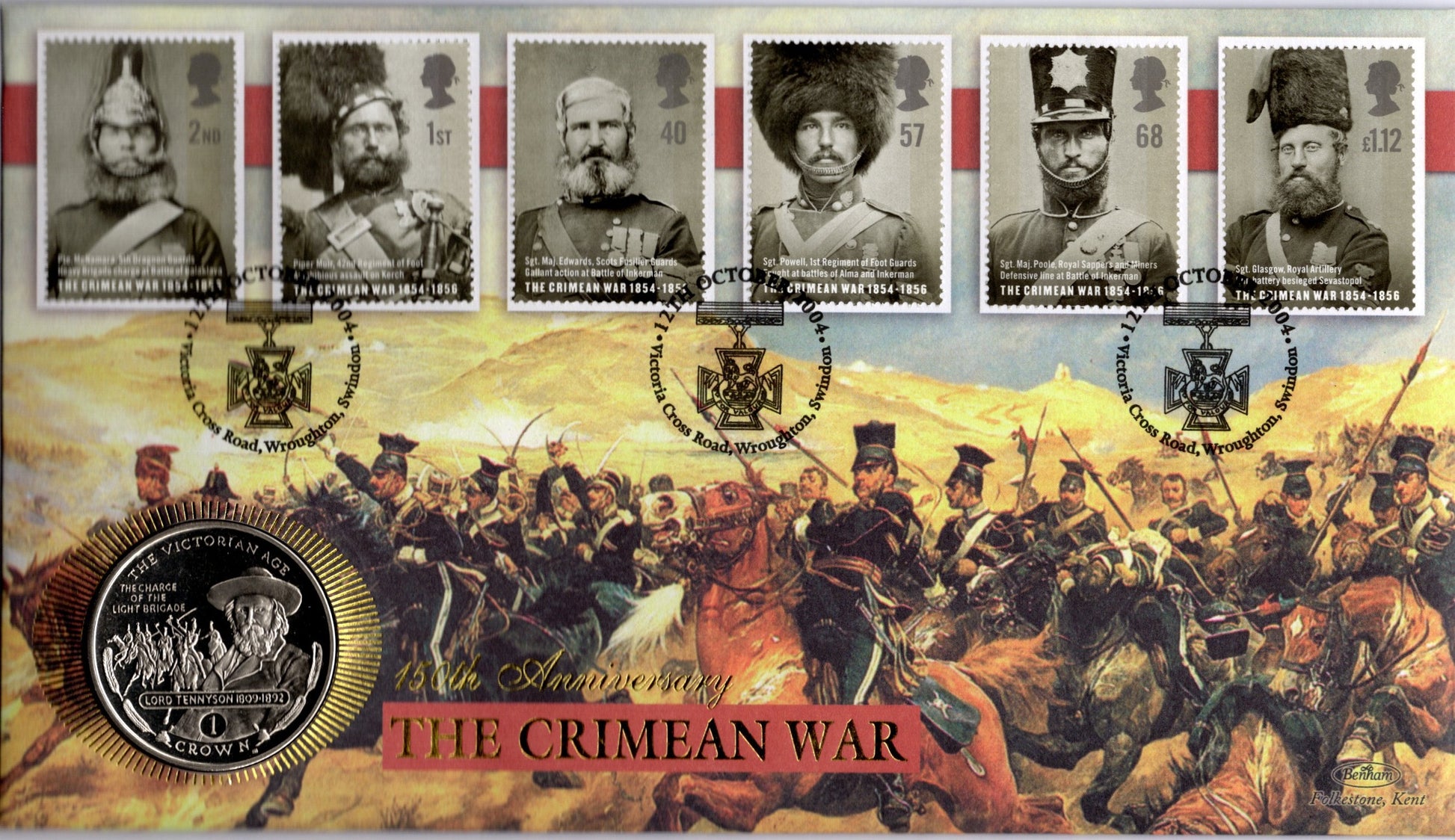 Benham 150th Anniversary the Crimean War Fdc — Victorian Age Crown Coin — Victoria Cross Road Postmark 2004 front