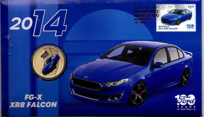 2025 Australia Post Ford Fg-X Xr8 Falcon PNC — 100 Years of Ford in Australia — $1 Coloured Coin — Melbourne Money Expo —...