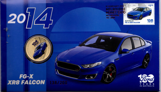 2025 Australia Post Ford Fg-X Xr8 Falcon PNC — 100 Years of Ford in Australia — $1 Coloured Coin — Melbourne Money Expo —...