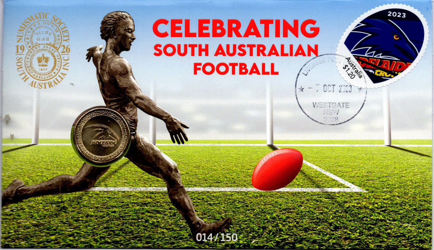 2023 Celebrating South Australian Football PNC — Adelaide Crows — Limited Edition 014/150 front