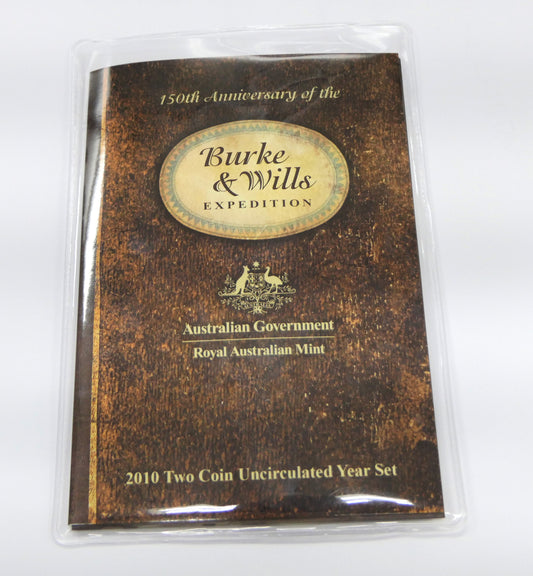 2010 Royal Australian Mint 150th Anniversary of Burke and Wills Two Coin Mint Set front