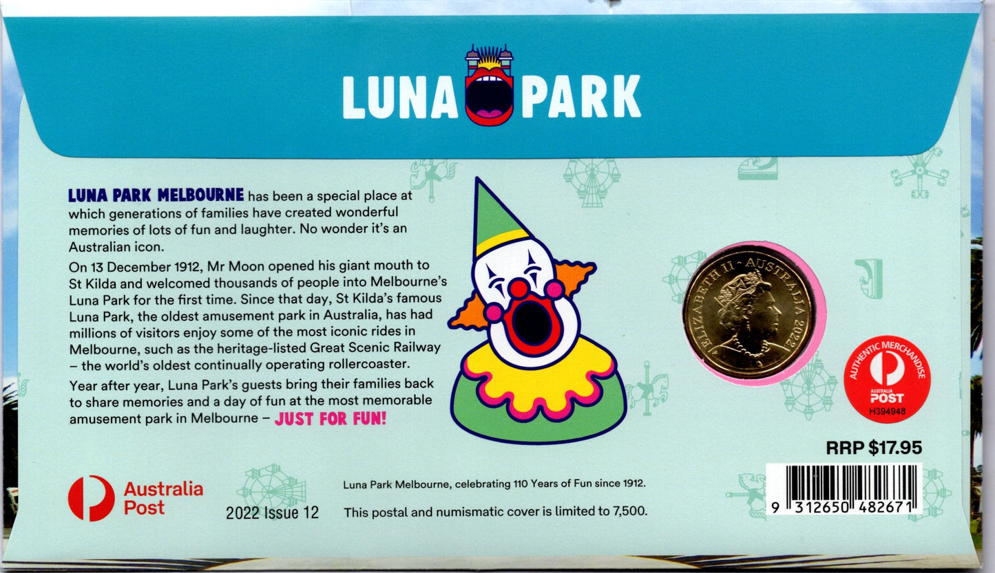 2022 Australia Post PNC $1 Melbourne's Luna Park reverse