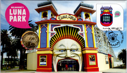 2022 Australia Post PNC $1 Melbourne's Luna Park front