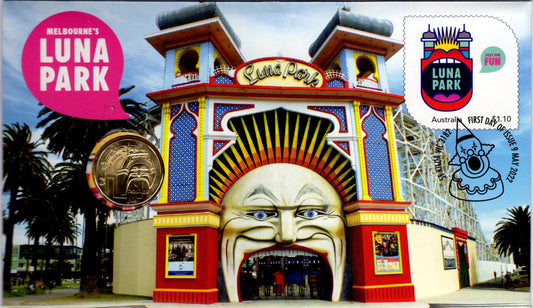 2022 Australia Post PNC $1 Melbourne's Luna Park front
