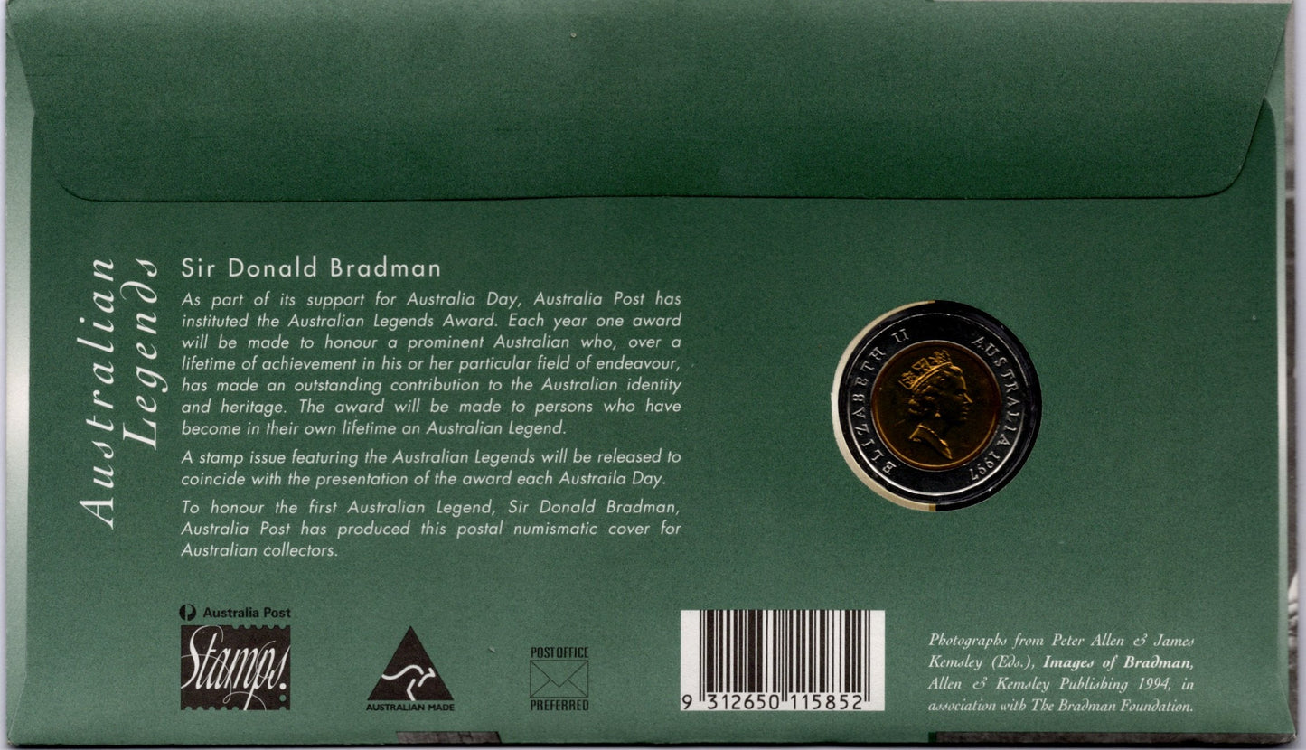 1997 Australia Post PNC Sir Donald Bradman — Australian Legends reverse