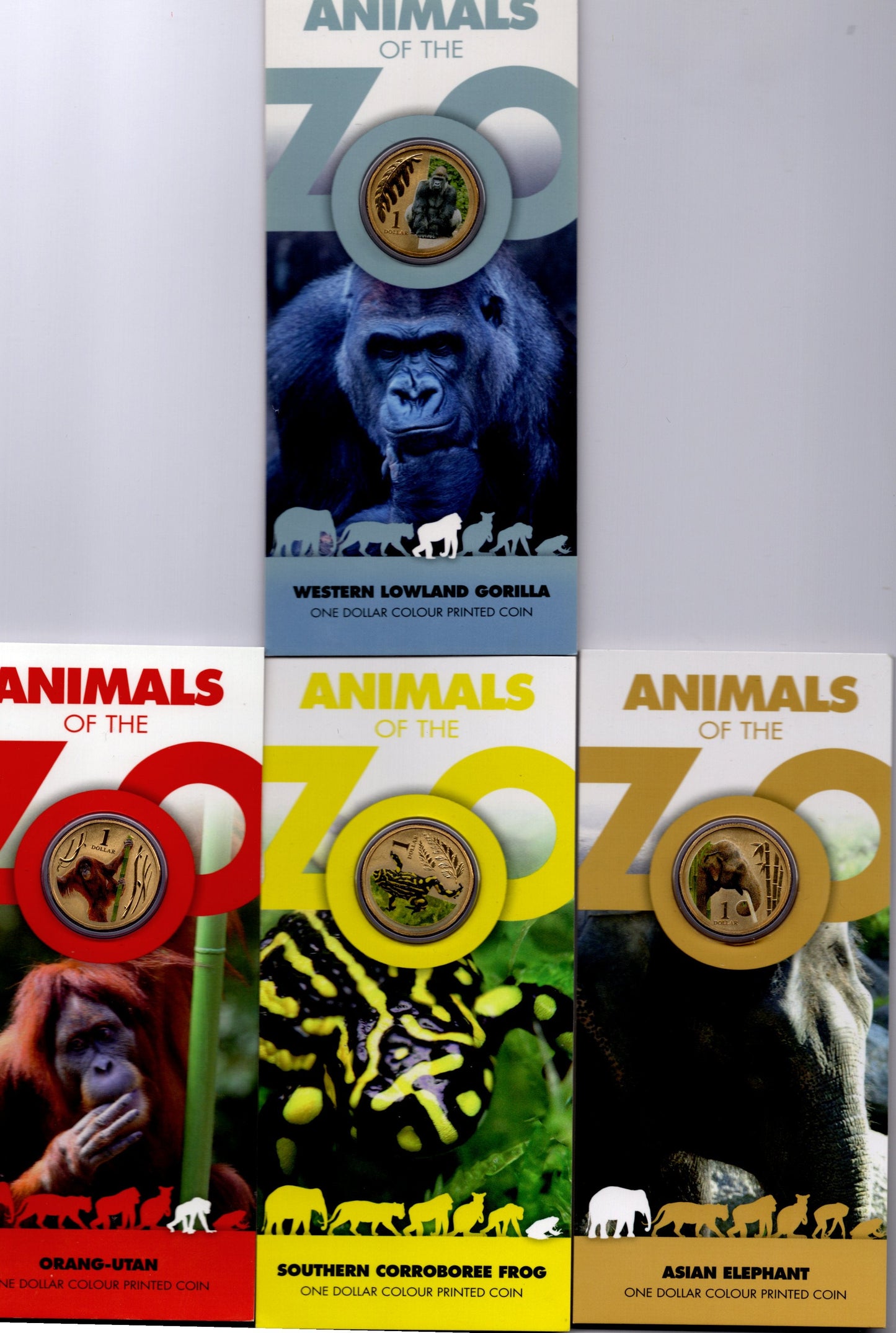 2012 Zoo Animals $1 Coloured Coin Set on Card front