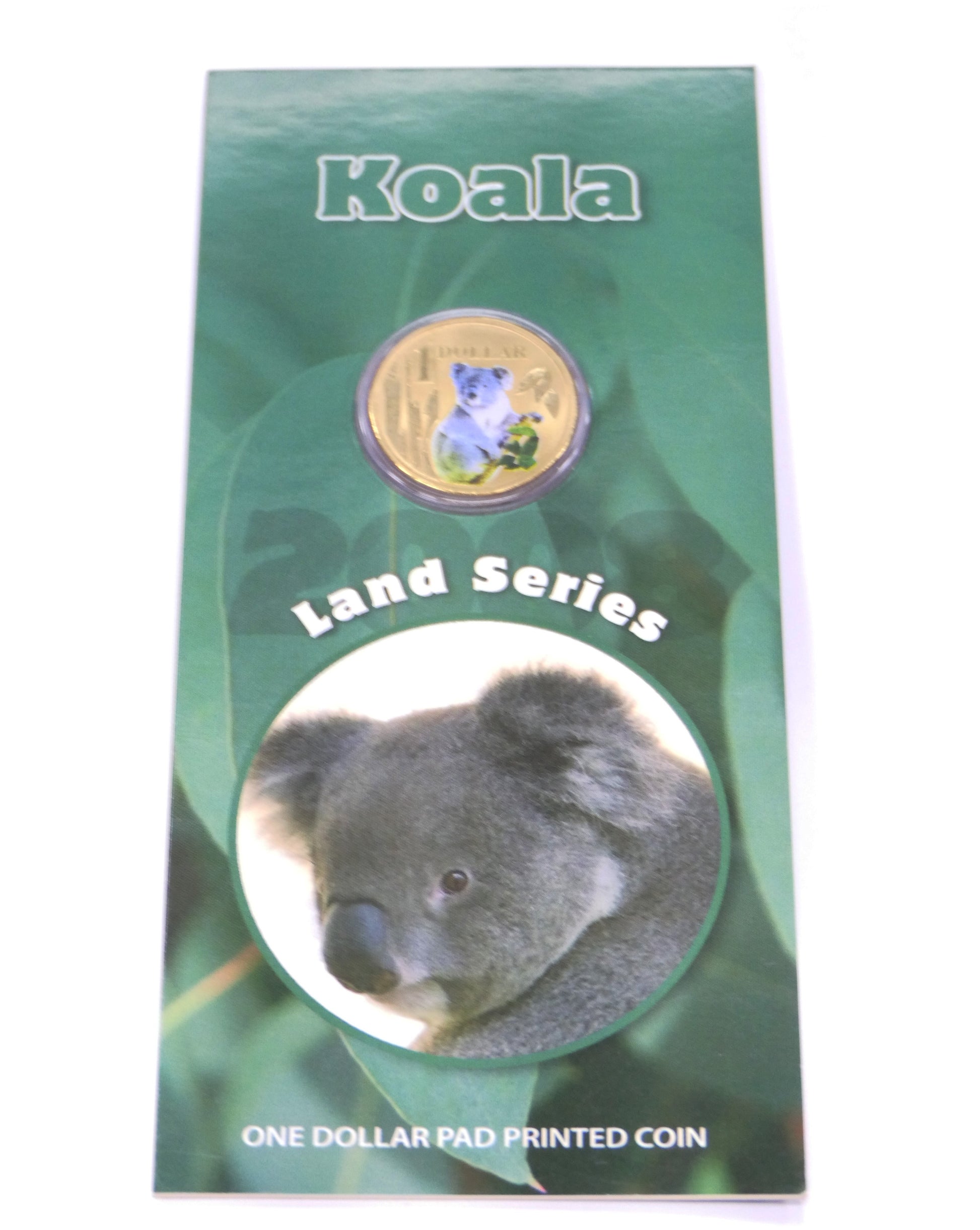 2008 Royal Australian Mint — Land Series Koala 1 Dollar Coin on RAM Card — UNC front