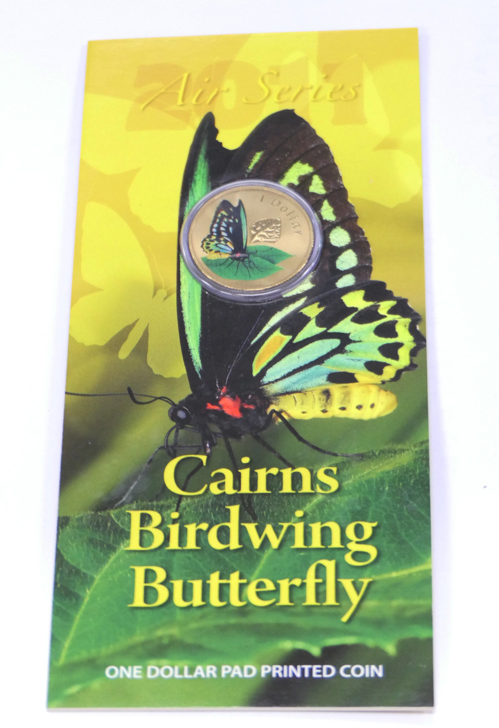 2011 AIR SERIES CAIRNS BIRDWING BUTTERFLY $1 UNC RAM Coin Card front