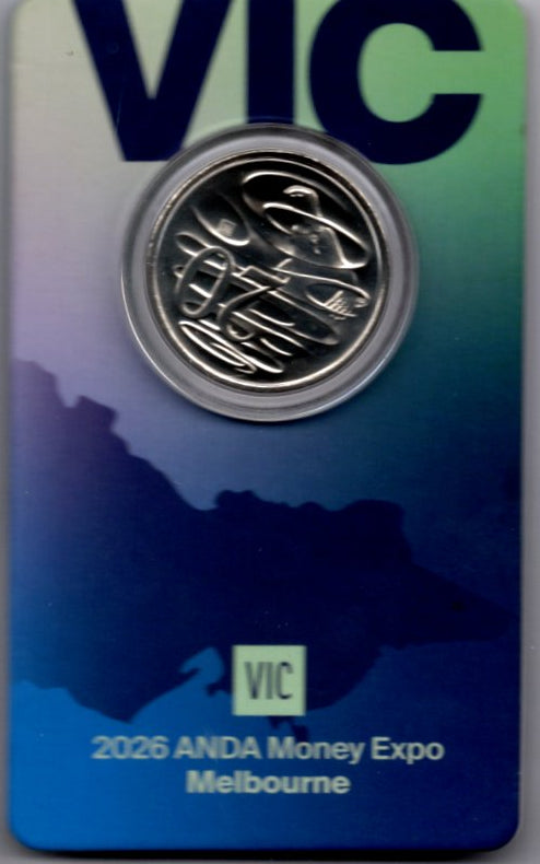 2026 ANDA Money Expo Melbourne 20c Coin on Card Front