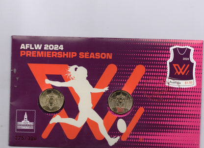 2024 Brisbane Red Overprint AFLW PNC with Coloured $1 Coin