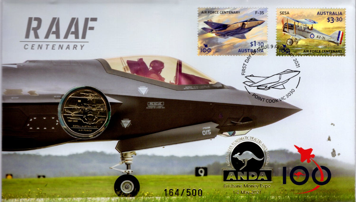 2021 RAAF Centenary ANDA Brisbane Money Expo Medallion Cover #164/500