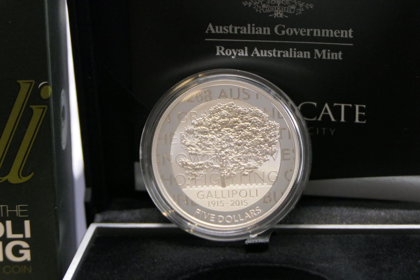 2015 Centenary of the Gallipoli Landing $5 Fine Silver Proof Coin — Royal Australian Mint — Lone Pine reverse